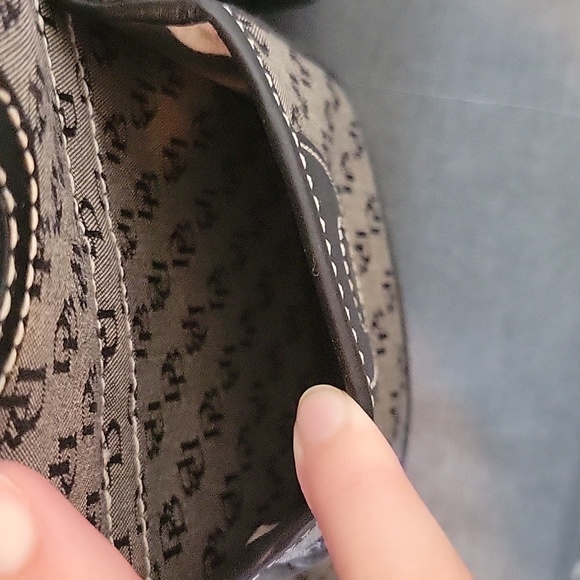 Dooney & Bourke Gray Canvas Black Leather Trim Satchel Shoulder Bag - Picture 6 of 16